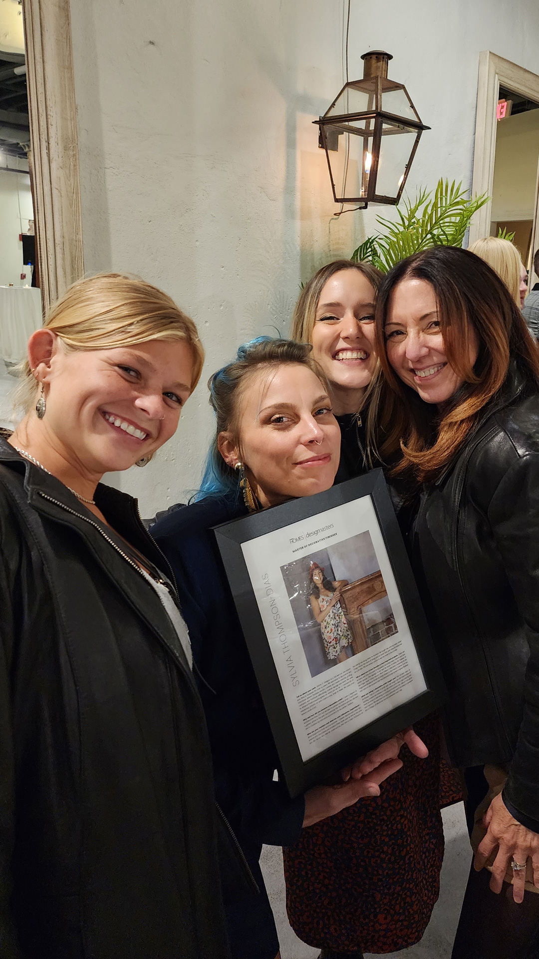 Having a great time at the New Orleans Homes Magazine “2022 Design Masters Award Ceremony!” From left Tess Riehlmann – Artisan Apprentice, Jess Pottker – Artisan, Tyler Wyche – Sylvia’s eldest daughter, and Sylvia Thompson-Dias, Master Artisan and Owner.